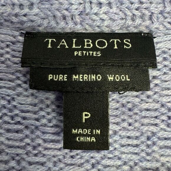 Talbots Merino Wool Cardigan Sweater Jacket Blazer Size PP Purple Classic Preppy - Picture 6 of 7